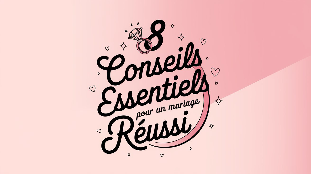 une image ou il y noté le titre de l article : 8 conseils essentiels pour un mariage réussi