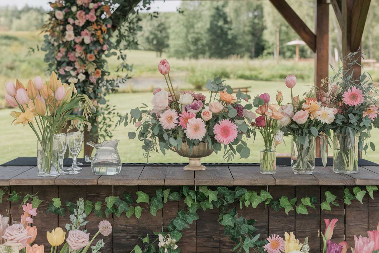 bar à fleurs pour un mariage origina